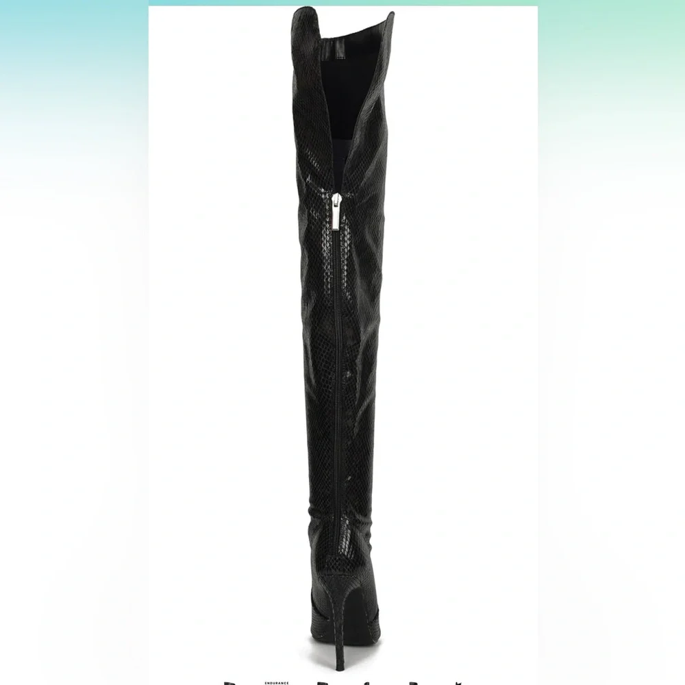 NWOT • Cape Robbin • Toxic Faux Snake Thigh High Over The Knee Peep Toe Stiletto